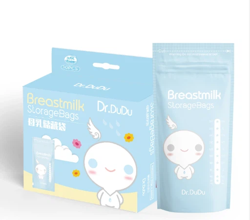 Maxsus bosilgan plastik tikilgan qadoqlash qayta ishlatiladigan uy hayvonlari / pe BPA bepul ona suti saqlash paketlari